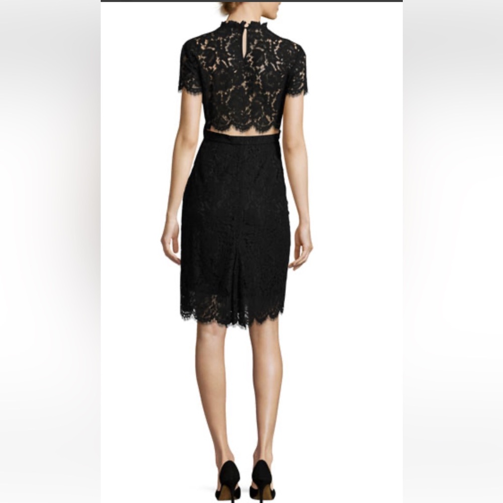 DIANE VON FURSTENBERG “Alma” Lace Sheath Black Cutout Dress